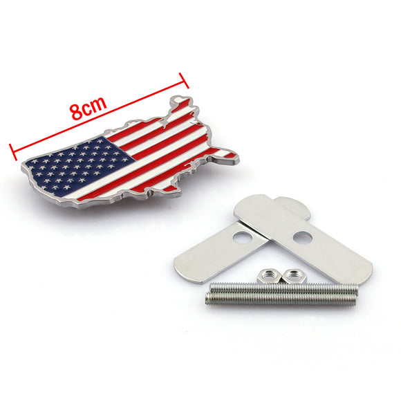 3D Metal Front Grille Badge USA United States Flag Decals Hood Car Grill Emblem Universal Generic