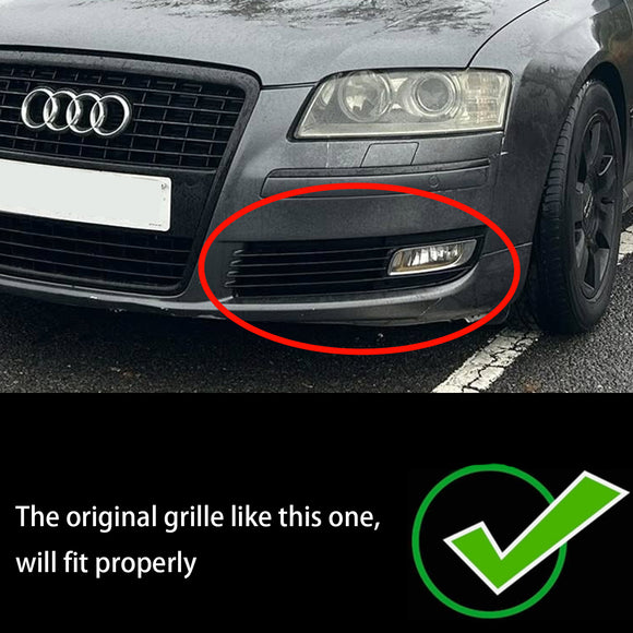2008-2010 Audi A8 D3 Pair Lower Front Bumper Grille Fog Light Grill Chromed Black