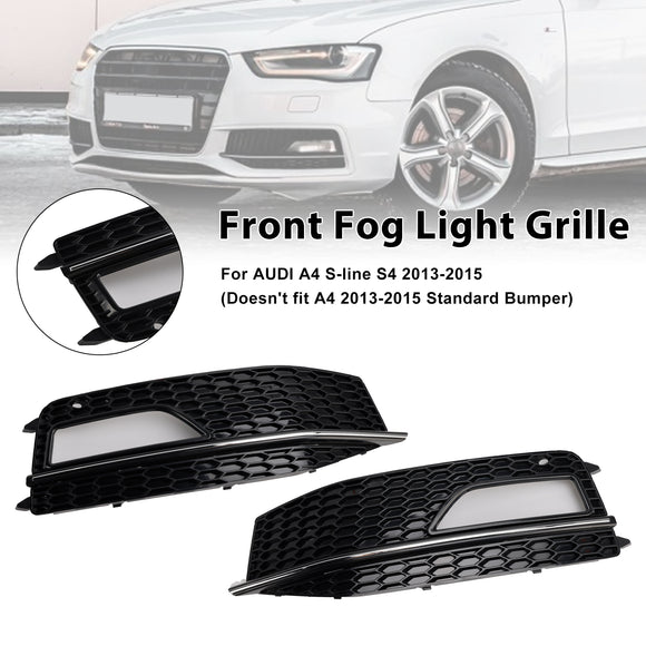 Audi A4 S-line / S4 2013-2016 Honeycomb Mesh Grill Front Bumper 2PCS Fog Light Lamp Cover Grille 8K0 807 682M 8K0 807 681 L