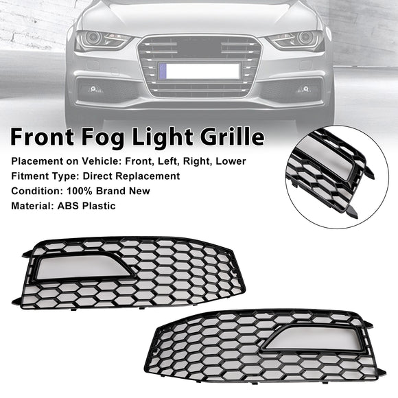 Audi A4 S-line / S4 2013-2016 Honeycomb Mesh Grill Front Bumper 2PCS Fog Light Lamp Cover Grille 8K0 807 682M 8K0 807 681 L