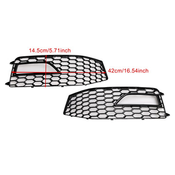 Audi A4 S-line / S4 2013-2016 Honeycomb Mesh Grill Front Bumper 2PCS Fog Light Lamp Cover Grille 8K0 807 682M 8K0 807 681 L - 0