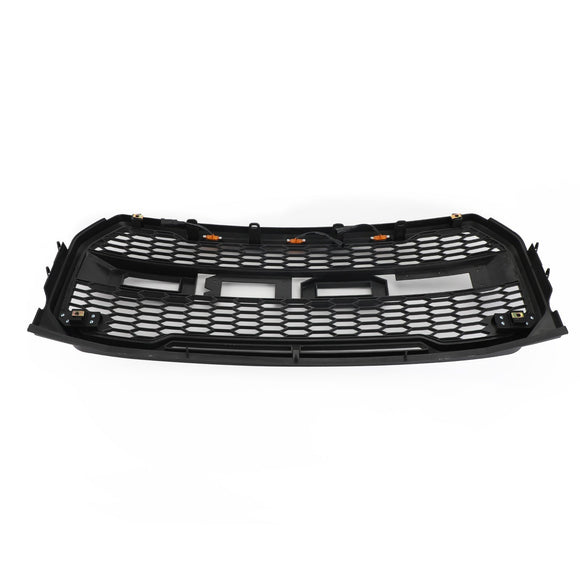 Raptor Style Grill For 2015-2017 Ford F150 Front Bumper Replacement Black Grille W/ LED & Letter