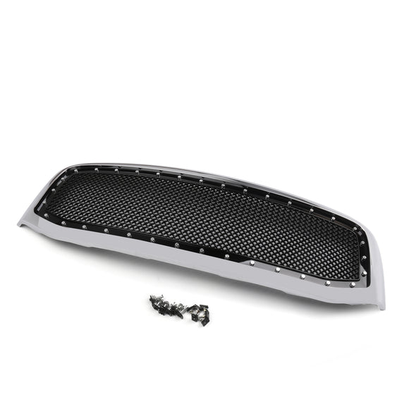 Dodge Ram 1500 2500 3500 2006-2008 Grille à rivets en maille de remplacement pour capot avant noir/chrome