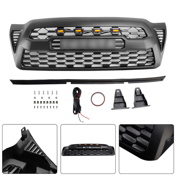 Toyota Tacoma 2005-2011 Trd Pro Style Griglia anteriore a nido d'ape sostitutiva Griglia nera con lettera