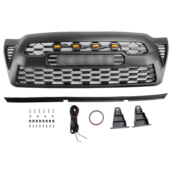 Toyota Tacoma 2005-2011 Trd Pro Style Griglia anteriore a nido d'ape sostitutiva Griglia nera con lettera