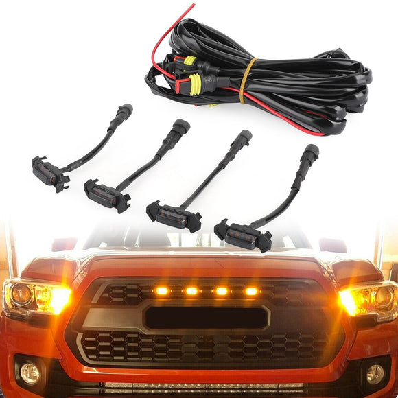 2016-2023 Toyota Tacoma TRD PRO Style Grill Front Bumper Replacement Black Grille Kit W/ LED Light