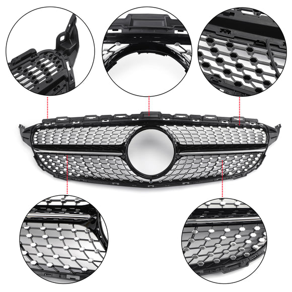 2015-2018 Mercedes Benz C-Klasse W205 C205 A205 C200 C250 C300 C350 Diamant Schwarz Kühlergrill Front Stoßstange Grill