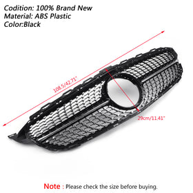 2015-2018 Mercedes Benz C Class W205 C205 A205 C200 C250 C300 C350 Diamond Black Grille Front Bumper Grill - 0