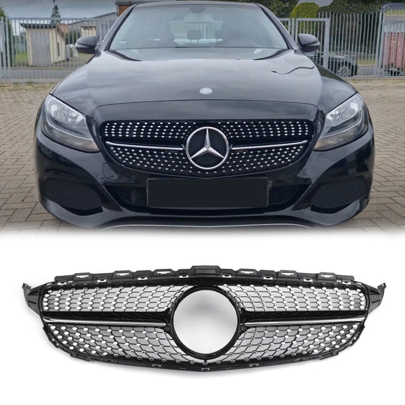 2015-2018 Mercedes Benz C-Klasse W205 C205 A205 C200 C250 C300 C350 Diamant Schwarz Kühlergrill Front Stoßstange Grill
