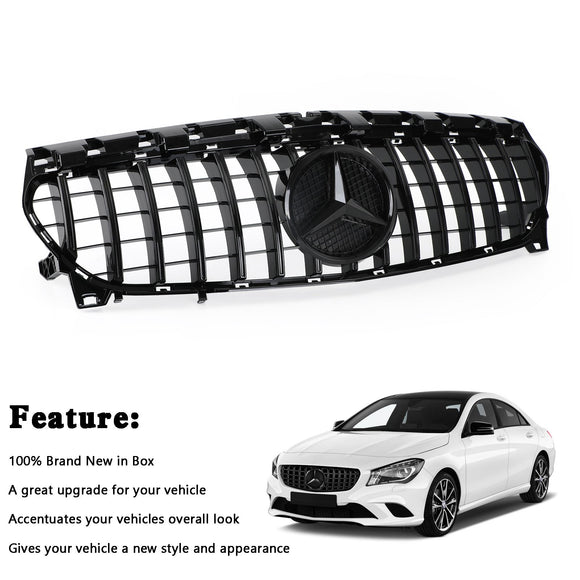 Mercedes Benz CLA-Klasse W117 C117 2013–2019 GT Style Frontgrill Ersatz Schwarzer Kühlergrill mit Emblem