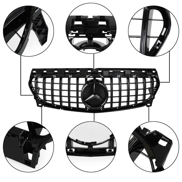 Mercedes Benz CLA-Klasse W117 C117 2013–2019 GT Style Frontgrill Ersatz Schwarzer Kühlergrill mit Emblem