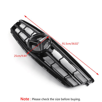 Mercedes 2008-2014 Benz C Class W204 C250/C300/C350 Front Bumper Grill Black/Chrome Grille With LED Star - 0
