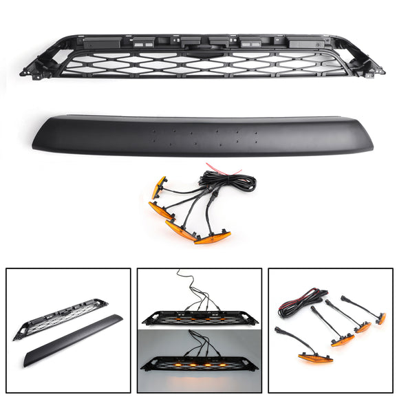 Kit griglia paraurti anteriore Toyota 4Runner TRD PRO 2014-2019 con luci ambrate a LED 4 pezzi