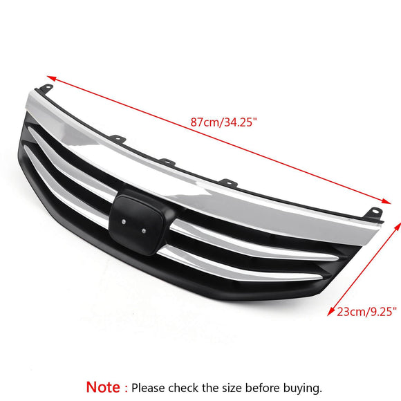 Honda 2011-2012 Accord 4 puertas parachoques delantero superior parrilla cromada capó parrilla de repuesto frontal con emblema