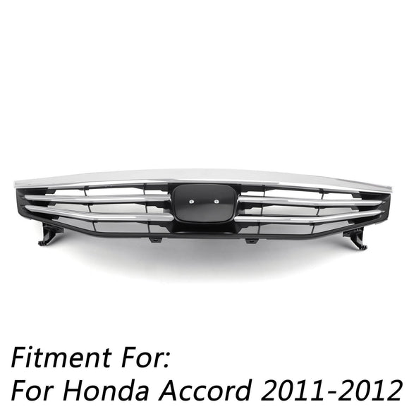 Honda 2011-2012 Accord 4 puertas parachoques delantero superior parrilla cromada capó parrilla de repuesto frontal con emblema