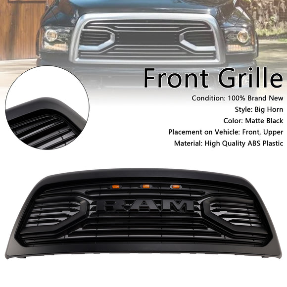 Dodgae Ram 2500 3500 2013-2018 Front Grill Big-Horn Style Front Bumper Glossy Black Grille W/ LED