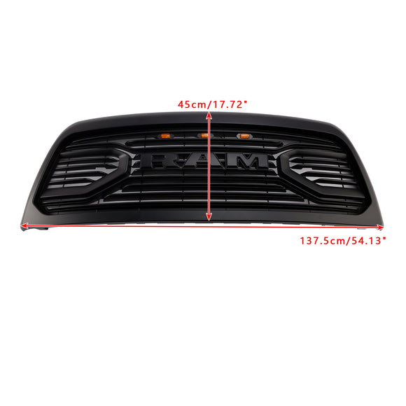 Dodgae Ram 2500 3500 2013-2018 Front Grill Big-Horn Style Front Bumper Glossy Black Grille W/ LED