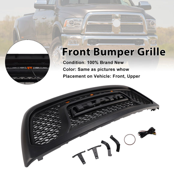 2010-2018 Dodge Ram 2500 3500 Rebel Style Grill Front Bumper Black Replacement Grille W/ LED