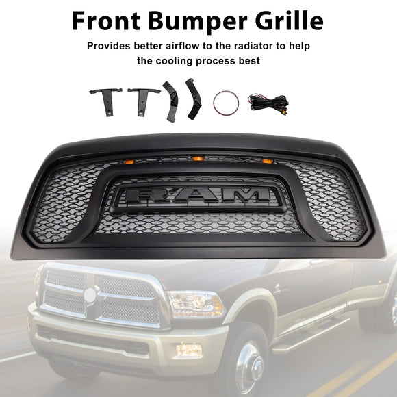 2010-2018 Dodge Ram 2500 3500 Rebel Style Grill Front Bumper Black Replacement Grille W/ LED