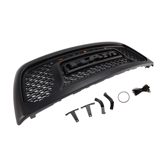2010-2018 Dodge Ram 2500 3500 Rebel Style Grill Front Bumper Black Replacement Grille W/ LED