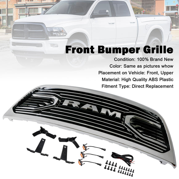 Dodgae Ram 2500 3500 2013-2018 Front Grill Big-Horn Style Front Bumper Glossy Black Grille W/ LED