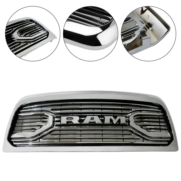 Dodgae Ram 2500 3500 2013-2018 Front Grill Big-Horn Style Front Bumper Glossy Black Grille W/ LED