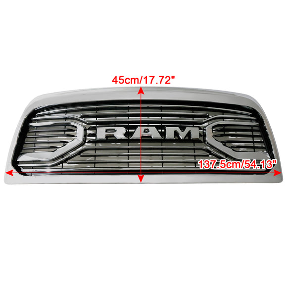 Dodgae Ram 2500 3500 2013-2018 Front Grill Big-Horn Style Front Bumper Glossy Black Grille W/ LED
