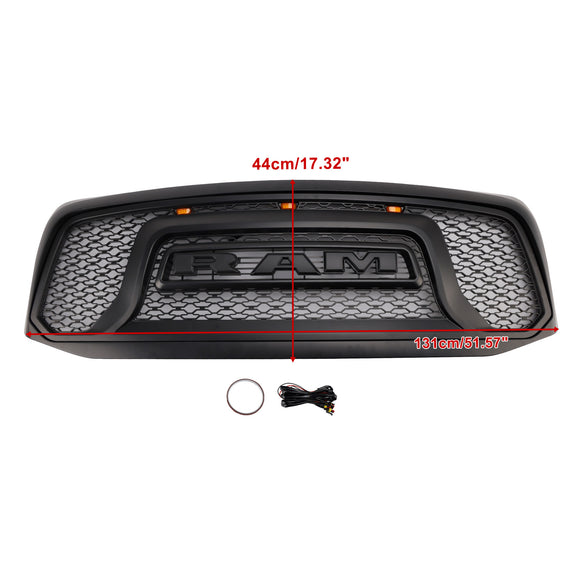 Dodge RAM 1500 2500 3500 2006-2008 Rebel Style Grill Front Bumper Black Replacement Grill W/ LED