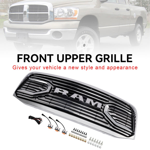 2006-2008 Dodge Ram 1500 2500 3500 Style Big Horn Calandre chromée Grille de remplacement de pare-chocs avant avec LED