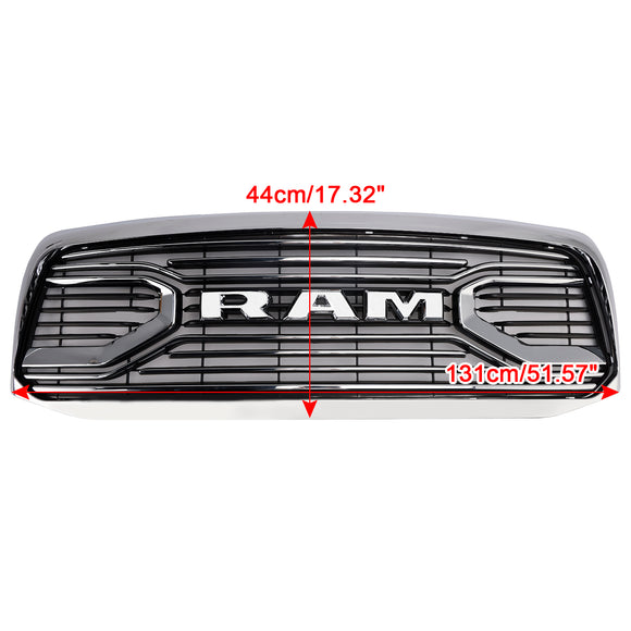 2006–2008 Dodge Ram 1500 2500 3500 Big Horn Style Chrome Grille Front Bumper Replacement Grill W/LED