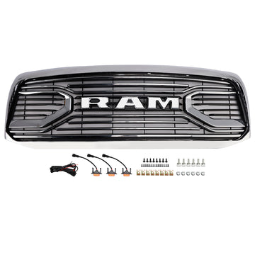2006-2008 Dodge Ram 1500 2500 3500 Big Horn Style Parrilla cromada Parachoques delantero Parrilla de repuesto con LED