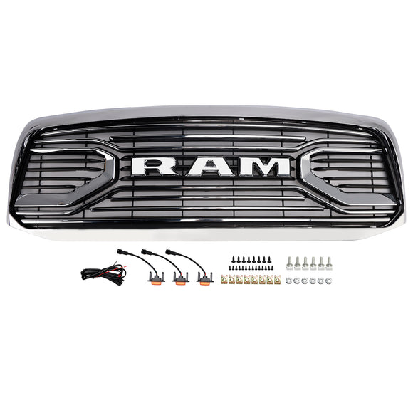 2006-2008 Dodge Ram 1500 2500 3500 Style Big Horn Calandre chromée Grille de remplacement de pare-chocs avant avec LED