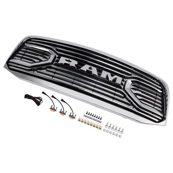 2006-2008 Dodge Ram 1500 2500 3500 Style Big Horn Calandre chromée Grille de remplacement de pare-chocs avant avec LED