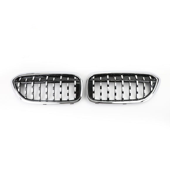 BMW G30 G38 Serie 5 520i, 523i, 528i, 530i, 535i, 550i, 520d, 530d ecc. 2017-2019 Nero & Griglia anteriore cromata stile diamante generica