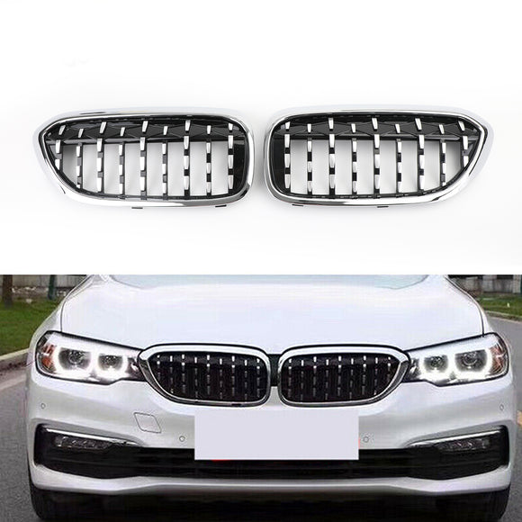 BMW G30 G38 Serie 5 520i, 523i, 528i, 530i, 535i, 550i, 520d, 530d ecc. 2017-2019 Nero & Griglia anteriore cromata stile diamante generica