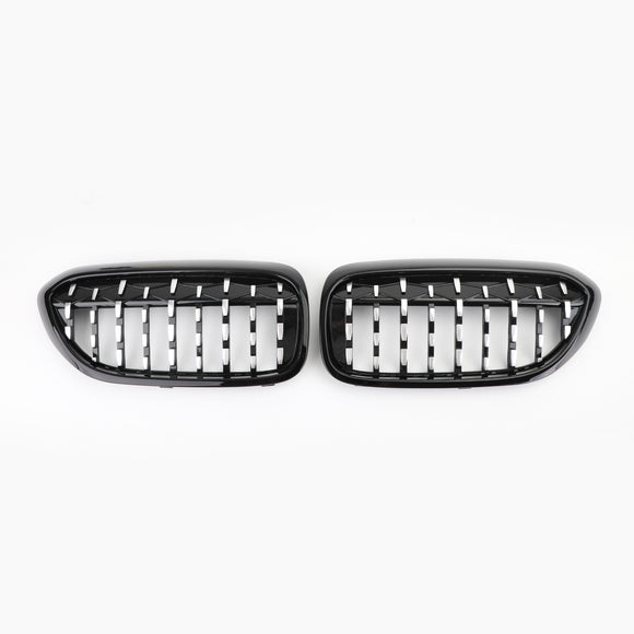BMW G30 G38 Serie 5 520i, 523i, 528i, 530i, 535i, 550i, 520d, 530d ecc. 2017-2019 Nero & Griglia anteriore cromata stile diamante generica