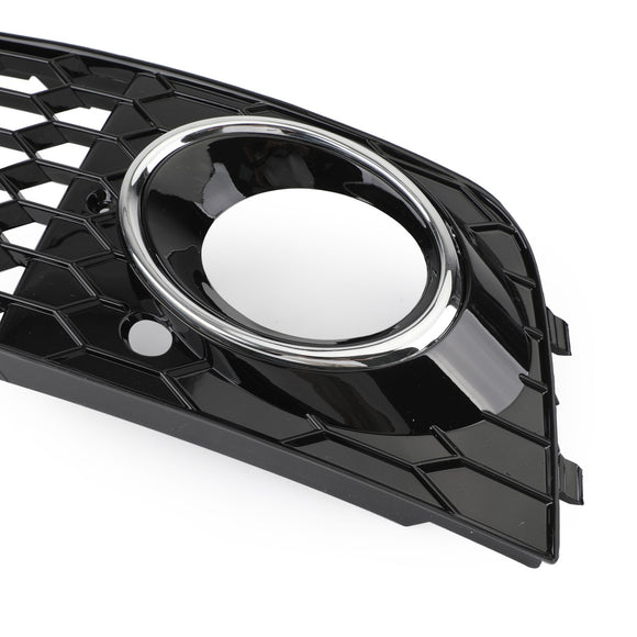 Parrilla hexagonal de malla de panal estilo Audi A4/A4 Avant B8 RS4 2008-2012, rejilla negra brillante + rejilla de luz antiniebla