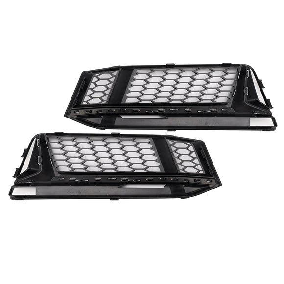 Audi A4 Sline/S4 B9 2016-2018 2 STÜCKE Wabengitter Unterer Kühlergrill Frontstoßstange Nebelscheinwerferabdeckung Schwarzer Grill 8W0 807 681 F 8W0 807 682 F