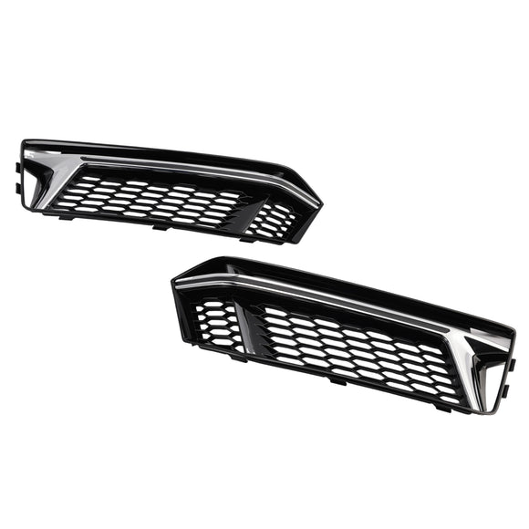 Audi A4 Sline/S4 B9 2016-2018 2 STÜCKE Wabengitter Unterer Kühlergrill Frontstoßstange Nebelscheinwerferabdeckung Schwarzer Grill 8W0 807 681 F 8W0 807 682 F