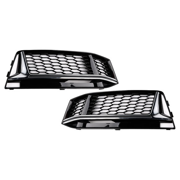 Audi A4 Sline/S4 B9 2016-2018 2 STÜCKE Wabengitter Unterer Kühlergrill Frontstoßstange Nebelscheinwerferabdeckung Schwarzer Grill 8W0 807 681 F 8W0 807 682 F