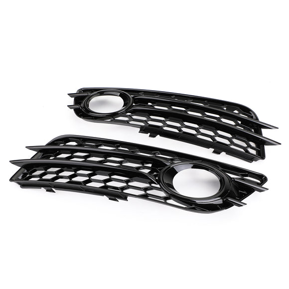 2008-2012 Audi A4 B8 S-Line / S4 Pair Honeycomb Fog Light Grill Cover Front Bumper Lower Black Grille 8K0807681C01C 8K0807682C01C
