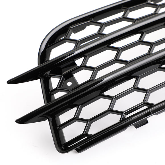 2008-2012 Audi A4 B8 S-Line / S4 Pair Honeycomb Fog Light Grill Cover Front Bumper Lower Black Grille 8K0807681C01C 8K0807682C01C