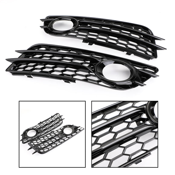2008-2012 Audi A4 B8 S-Line / S4 Pair Honeycomb Fog Light Grill Cover Front Bumper Lower Black Grille 8K0807681C01C 8K0807682C01C