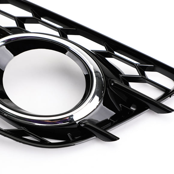 2008-2012 Audi A4 B8 S-Line / S4 Pair Honeycomb Fog Light Grill Cover Front Bumper Lower Black Grille 8K0807681C01C 8K0807682C01C