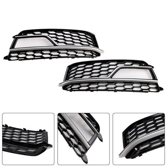 2012-2016 Audi A5 Sline / S5 B8.5 2PCS Front Fog Light Black Grille Front Bumper Honeycomb Lower Cover Grill