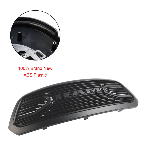 Rejilla clásica estilo Big Horn para Dodge Ram 1500 2019-2023, parrilla de parachoques delantero negra con luz LED
