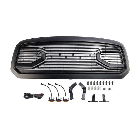 Dodge Ram 1500 2013-2018 Big Horn/Rebel Style Parrilla de parachoques delantero Rejilla de repuesto negra con luz LED