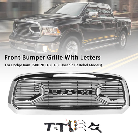 Ram 1500 2013–2018 Chrom-Grill, Big Horn/Rebel Style Frontstoßstangengrill mit LED-Licht