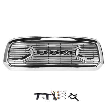 Big Horn Style For 2013-2018 Dodge Ram 1500 Chrome Grill Front Bumper Grille W/ LED Light - 0
