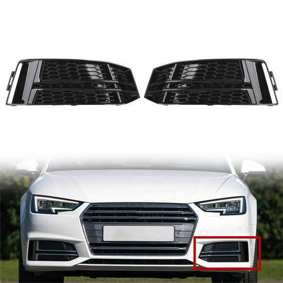 Paire de caches antibrouillard avant pour Audi S4/A4 B9 S-Line 2016-2018, grille de pare-chocs 8W0807681F 8W0807682F Générique